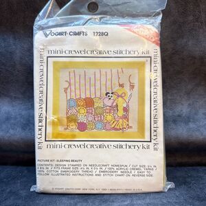 Vintage Vogart Crafts Stitchery "Sleeping Beauty" Crewel Wool Kit / Frame New